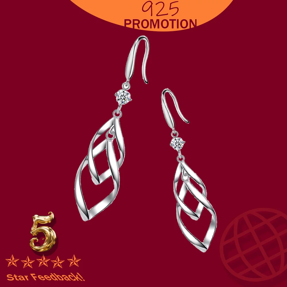 

Women's Fashion Jewelry High Quality Crystal Zircon Hollow Exaggerated Long Tassel Hook Earrings 925 Sterling Silver 2025 New