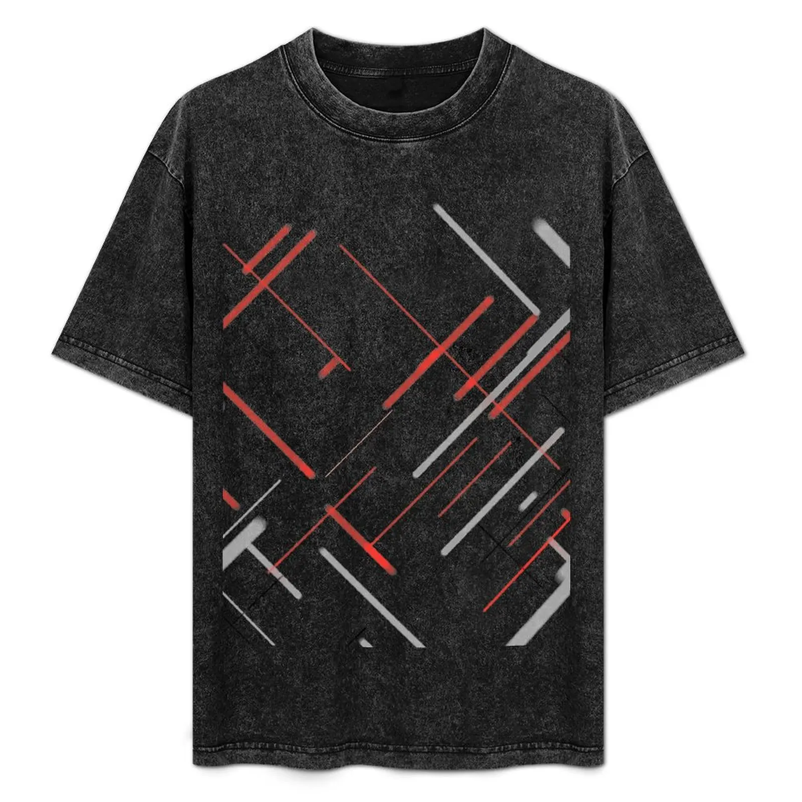 Gray Red pattern Scandinavian minimal T-Shirt boys whites cheap stuff baggy shirts plain mens clothes