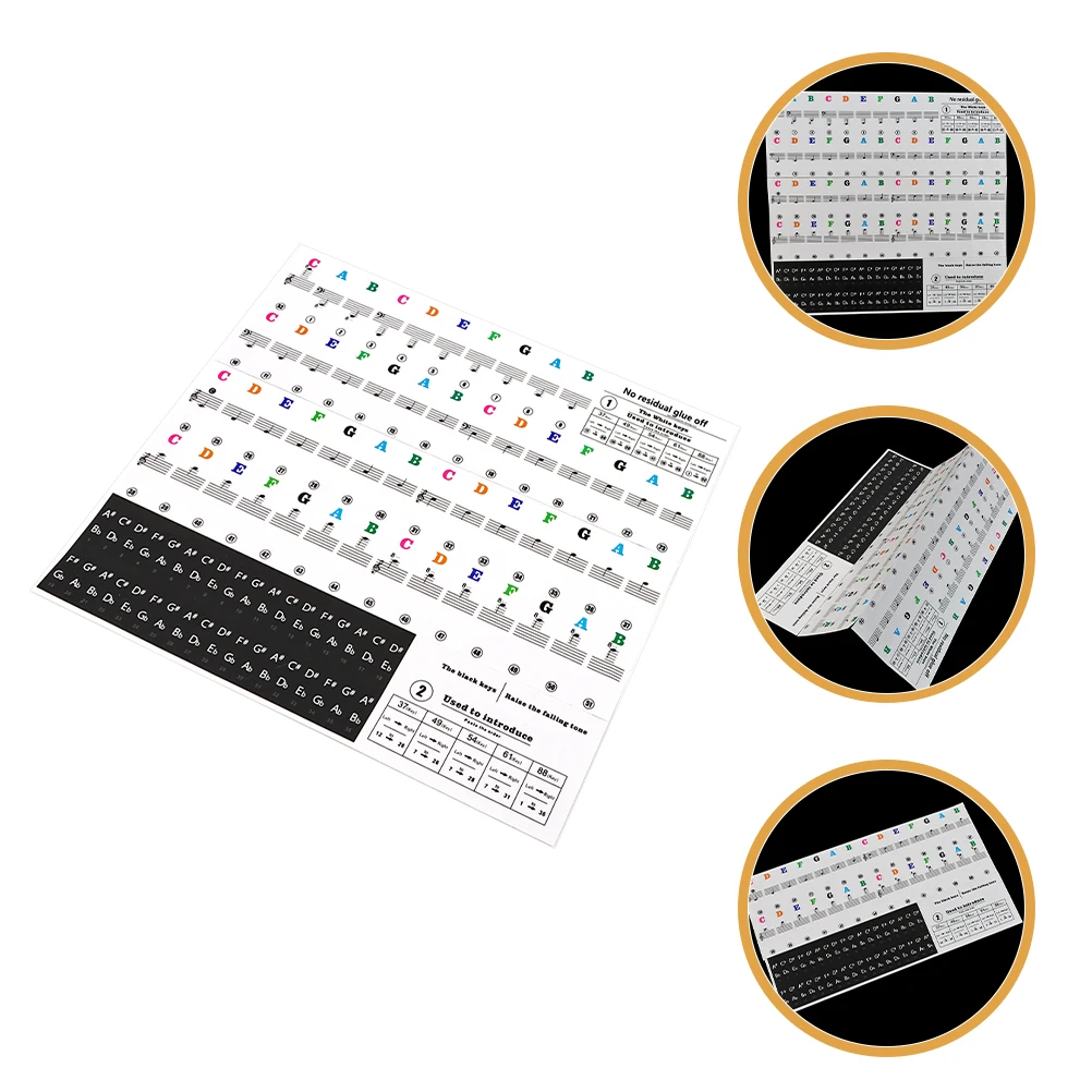 

37 49 54 61 88 Keys Piano Keyboard Stickers Adhesive Colorful Note Labels D81A Easy Install Decals Beginners Teaching Tool Gift