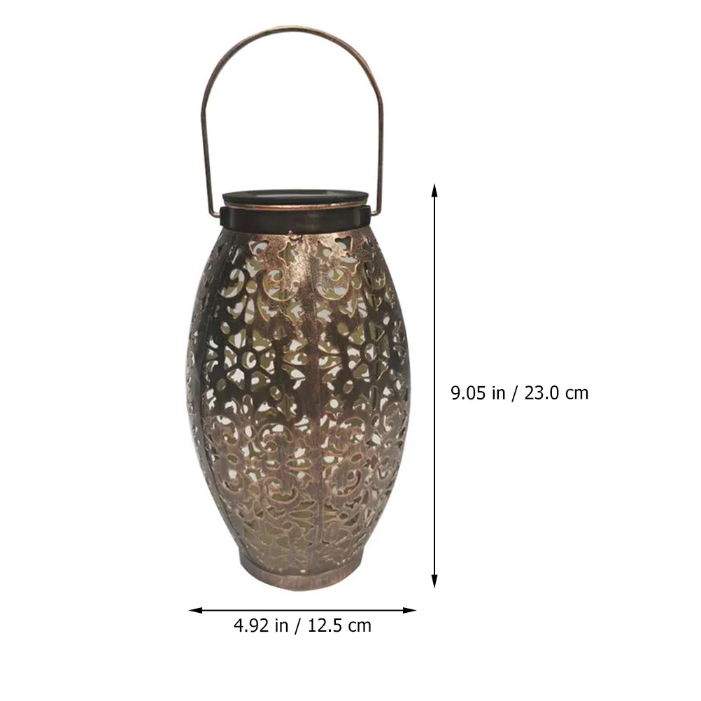 

1Pcs Solar Powered Hand-Held Hollow-Out Iron Art Lantern Outdoor Round Garden Lamp Waterproof LED Projection Light