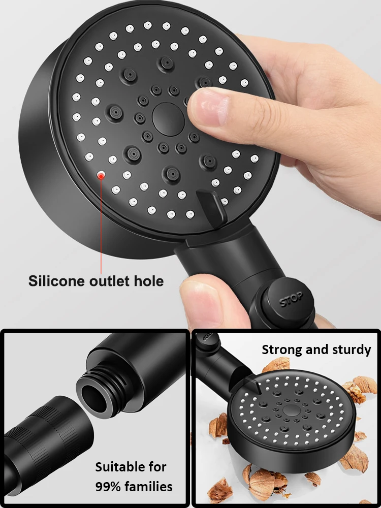 High Pressure Handheld Shower Head with On Off Switch Detachable Shower Head  for Deep Cleaning Showering