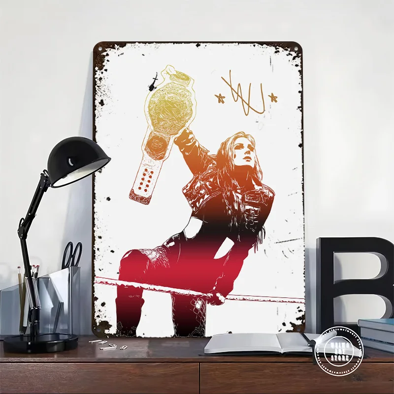 Becky Lynch With Belt Printed Poster Customized Wall Art Retro Vintage Metal Tin Signs for Home Living Room Decorations House