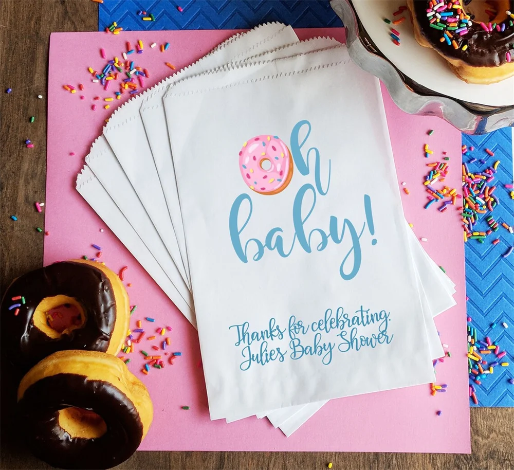 25pcs Baby Shower Favor Bags, Baby Shower Donut Bags, Gender Reveal Party, Baby Shower decoration, Oh Baby