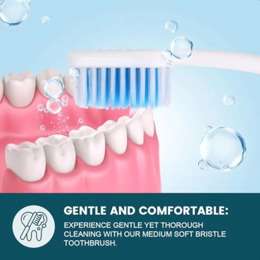 100 قطعة من فرشاة الأسنان السائبة المميزة ملفوفة بشكل فردي، فرشاة الأسنان، فرشاة أسنان متوسطة الحجم ذات شعيرات ناعمة، مريحة #4