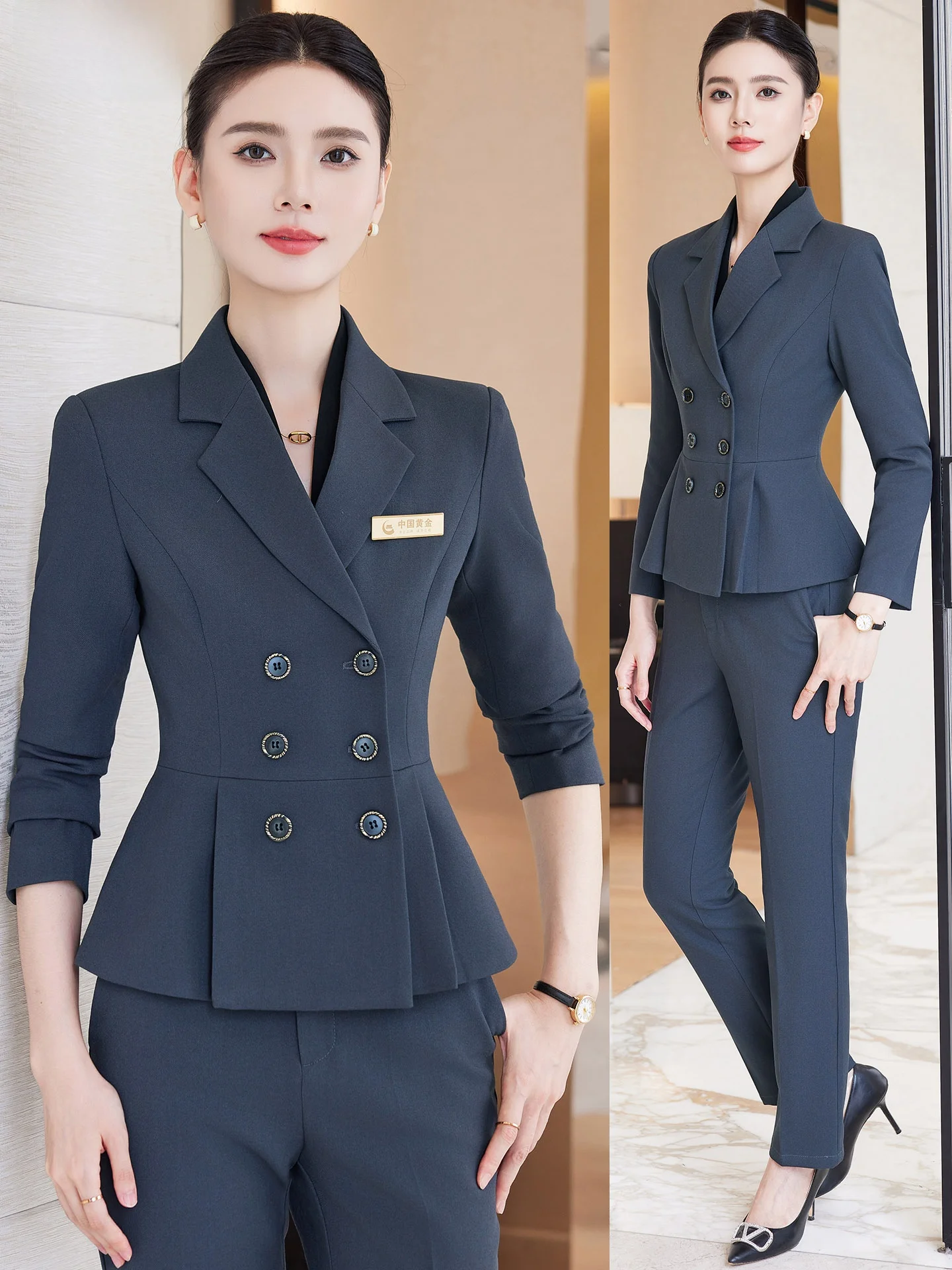 Elegant Professional Suiting Women's Spring Workwear Jewelry Store Uniform Beauty Consultant Hotel Manager Front Desk Reception