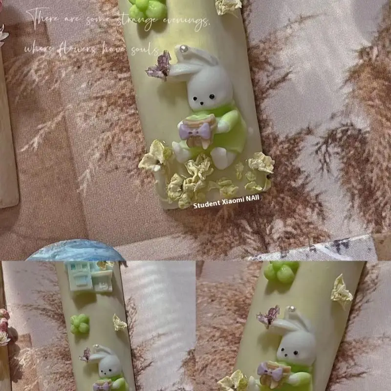 漫画ウサギの弓ネイルシリコーン型ネイルアートモールドスタンプレリーフネイルデコレーションアクセサリーネイルアートモールド DIY マニキュアツール