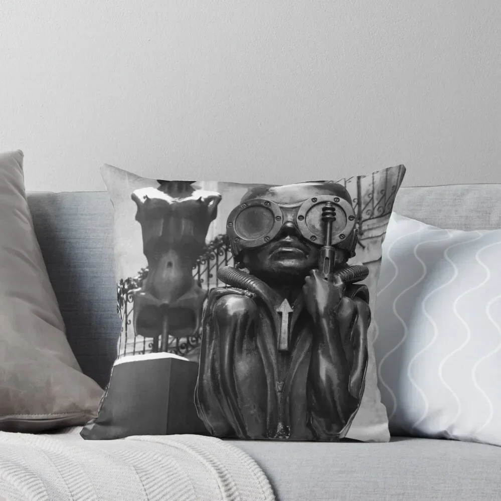 

H R Giger Museum Baby Bullet Statue. Gruyeres, Switzerland Throw Pillow Throw Pillow Decorative Cushion Cover Pillow