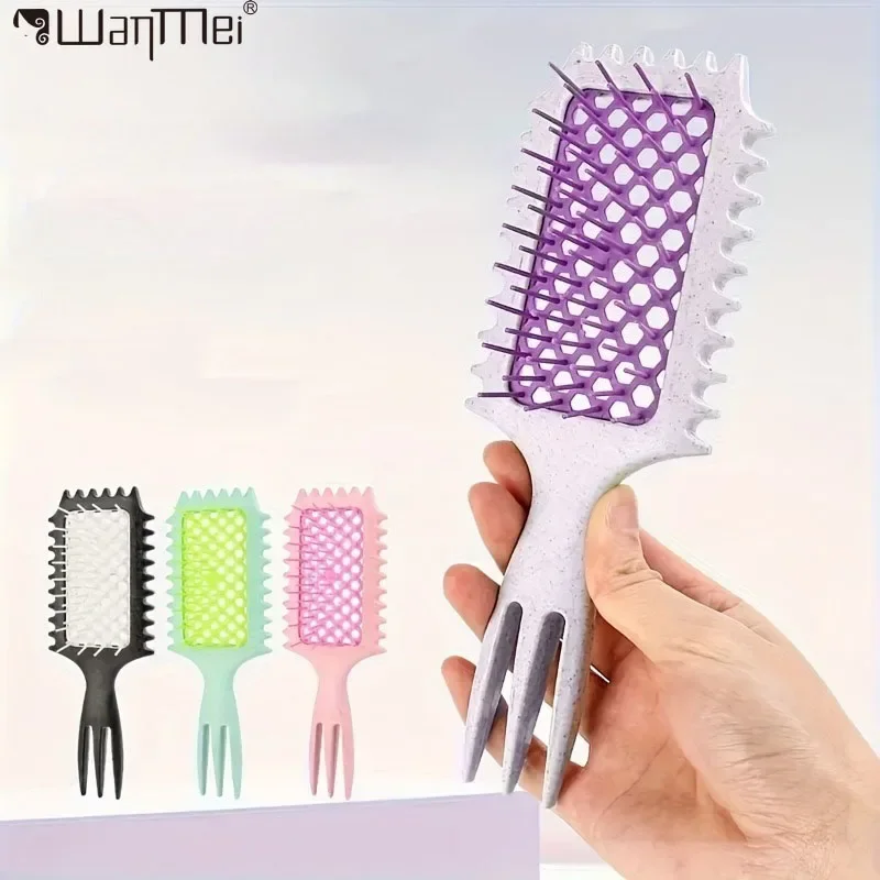 WANMEI 3 en 1 cheveux normaux-conception creuse peigne à cheveux emmêlé brosse à cheveux Massage antistatique évider outil de peigne à cheveux bouclés humides
