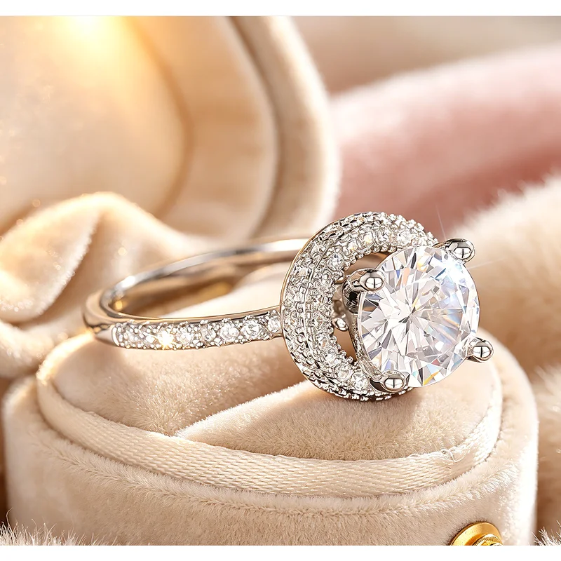 925 Sterling Silver Eternity Zirconia Exquisite Rings Women for Wedding Elegant Engagement Proposal Female Hot Sale Jewelry