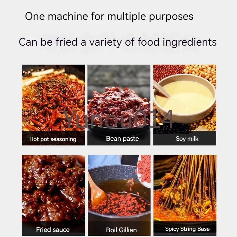 Hot Pot Bottom Material Frying Machine, Automatic Boil Sugar Bean Paste Chili Small Cold Shrimp Powder Cake Stir Fry Stirring