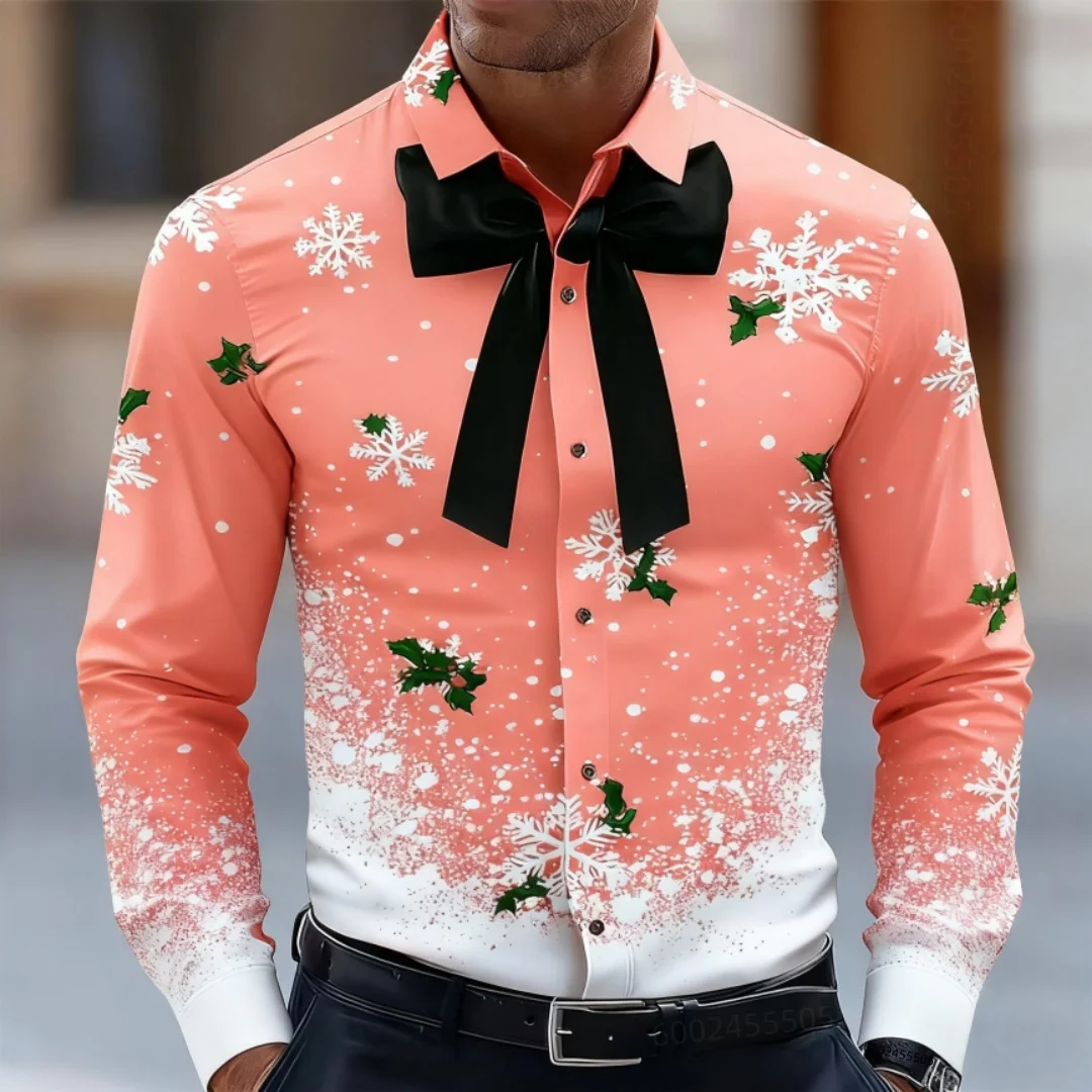 

Рождественская снежинка, модная мужская рубашка высокой четкости с 3D принтом, топ с короткими рукавами, мужская одежда, рождественская рубашка с длинными рукавами