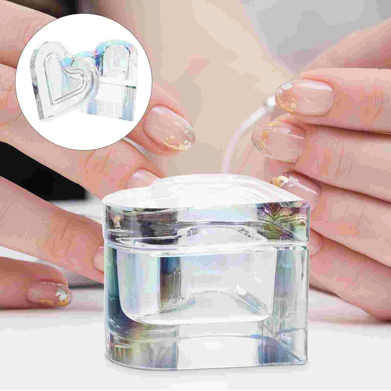 Vetro Dappen monomero piatto a forma di cuore cristallo acrilico tazza per unghie coperchio acrilico polvere liquida Dappen ciotola piatto Manicure per unghie