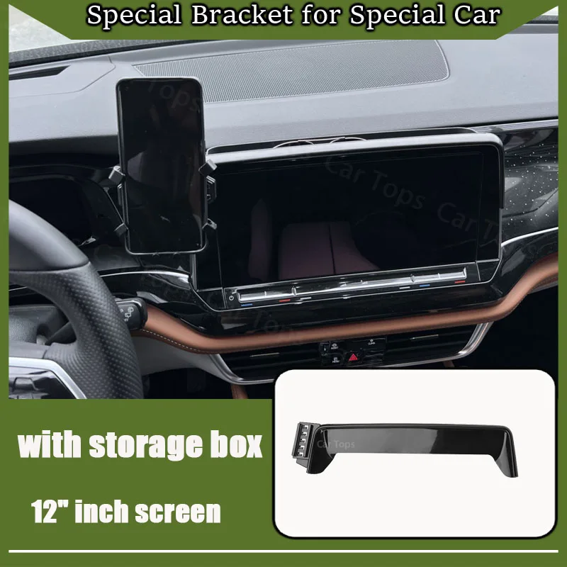 ل Volkswagen Vw Atlas 2024 2025 12 "شاشة حامل هاتف السيارة المحمول جبل شحن لاسلكي قوس الجاذبية حامل الملحقات