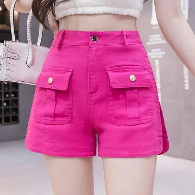 

Elastic Denim Shorts For women's 2024 Summer New Slim High waisted Fashion versatile Casual Short Pants Multi pocket