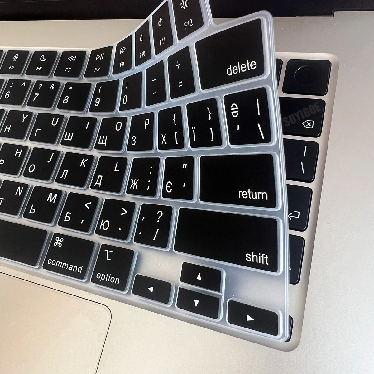 For MacBook Air Ukrainian Cyrillic Alphabet Layout Keyboard Cover Skin Compatible with M4 A3240 M3 A3113 M2 A2681 & 15.3' A3241
