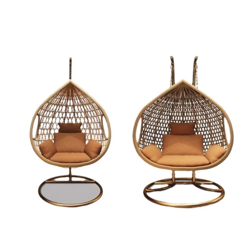 

New Chinese chair swing cradle outdoor hanging chair hanging basket rattan balcony lazy chair bedroom living room hanging basket