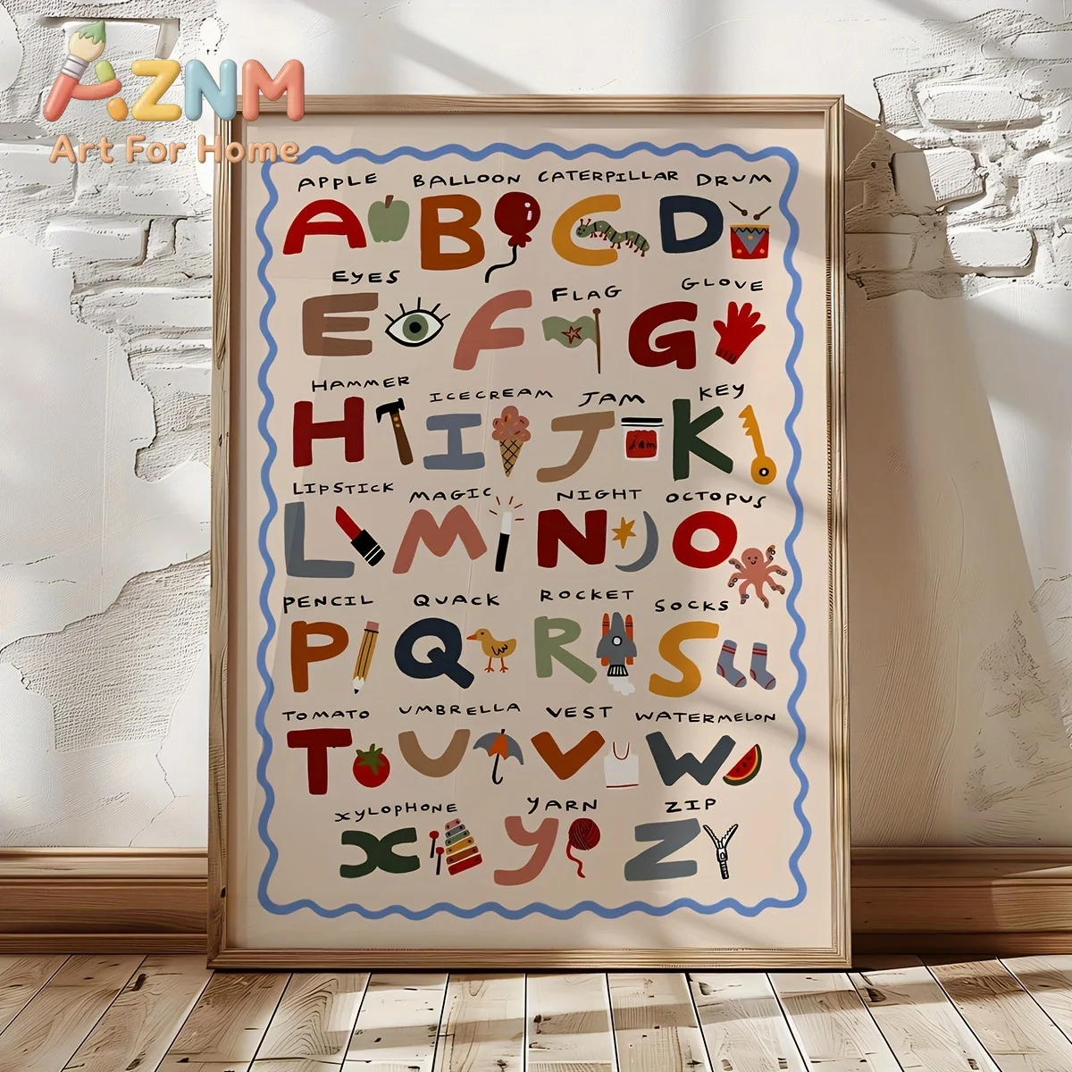 Cartoon Alphabet Canvas Print Poster Modern  Alphabet Education Art Prints Living Room Nursery Home Decor Art Poster Gifts