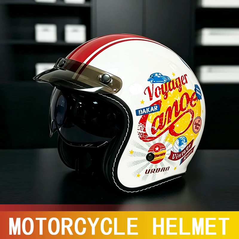 Ladies Motorcycle Helmet Female Three-Quarters Helmet Motorcycle Retro Helmet Battery Electric Car Four Seasons universal Visor