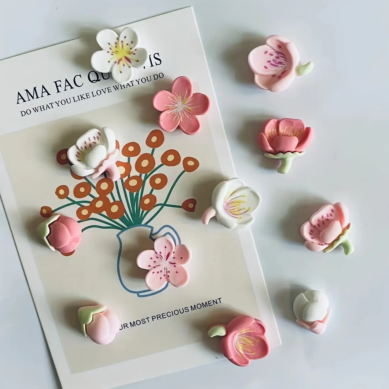 12Pcs Small Fresh Resin Decorative Refrigerator Magnets Magnets Stick Garden Flowers