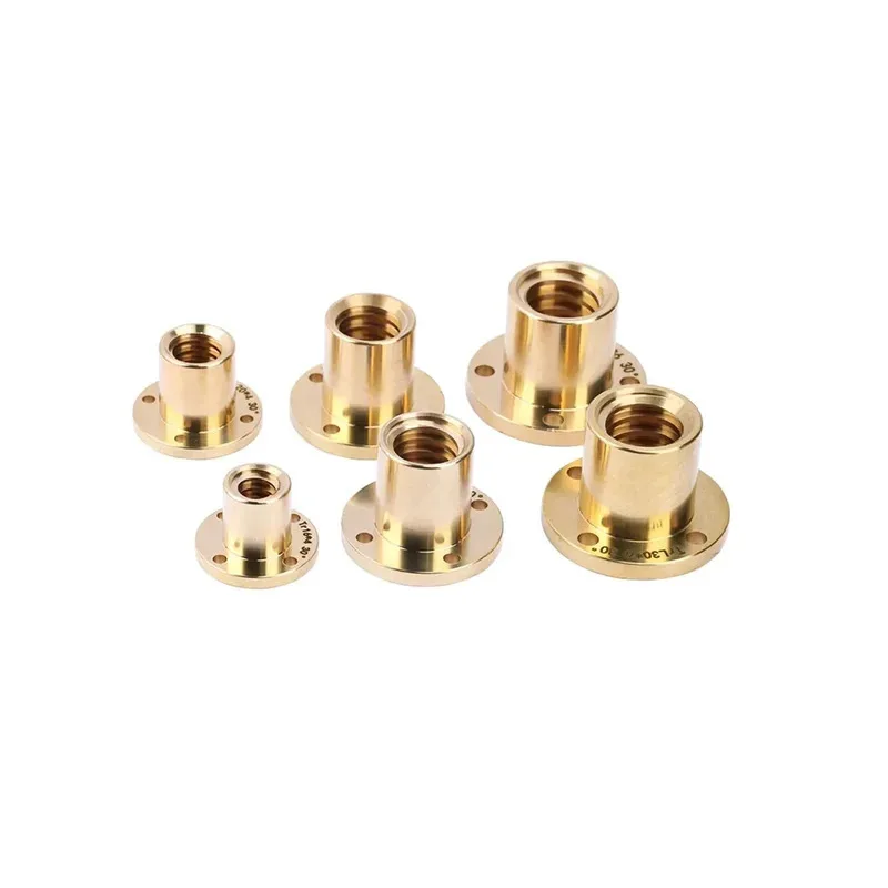 Round Flange All Copper Trapezoidal Nut Positive Reverse Thread Industrial Faste Tr8 Tr10 Tr12 Tr14 Tr16 Tr18 Tr20