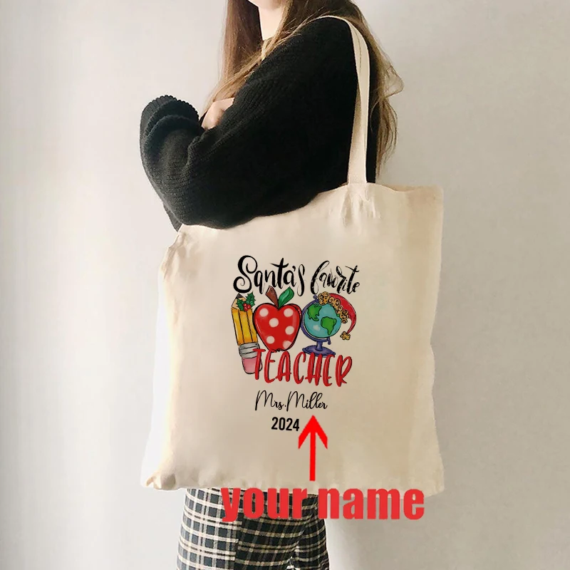 custom name Personalized Teacher Assistant Tote Bag，Give teaching assistants a Christmas gift or a thank you gift