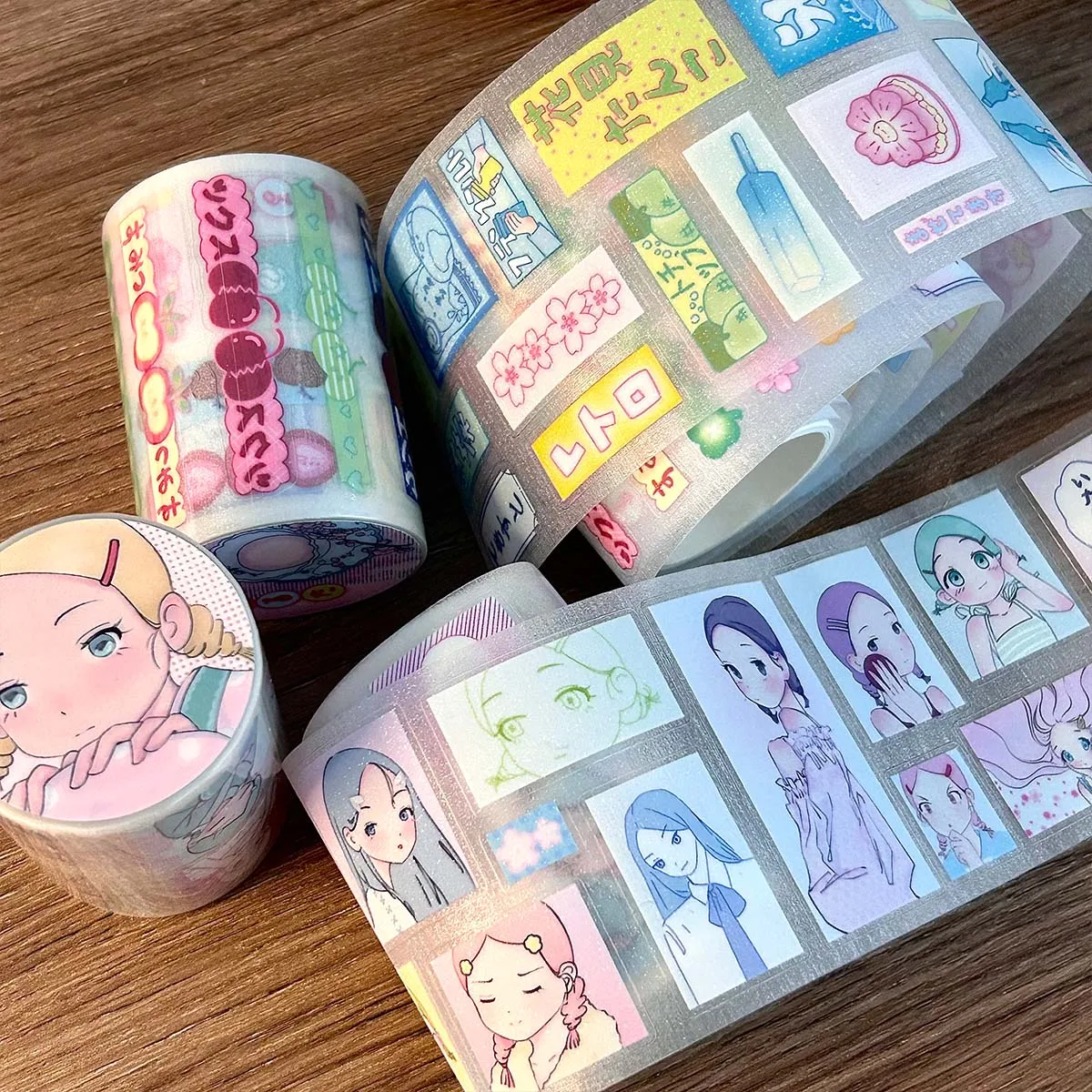 WAKAWAKA Showa Language Washi Tape Cute Character Deco Sticker Korean Decorative Masking Tape Scrapbooking Adhesive Tape