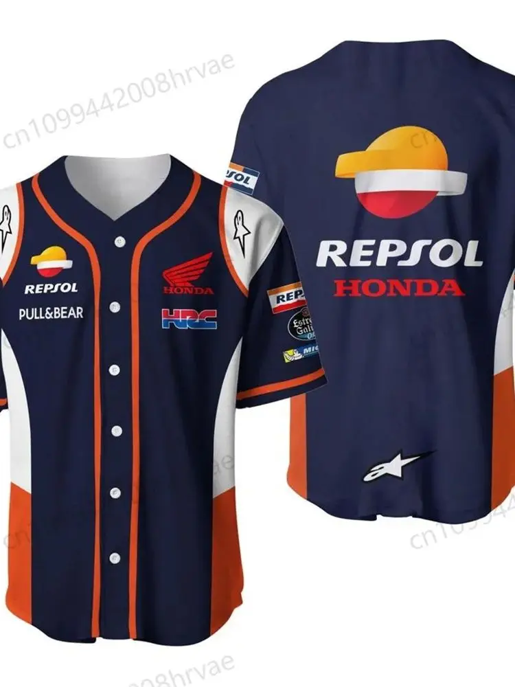 AliExpress Honda 2025 HONDA HRC 3D Printed Button Baseball Shirt Moto GP Motorcycle Racing Cycling Sportswear Summer Men's Casual Top