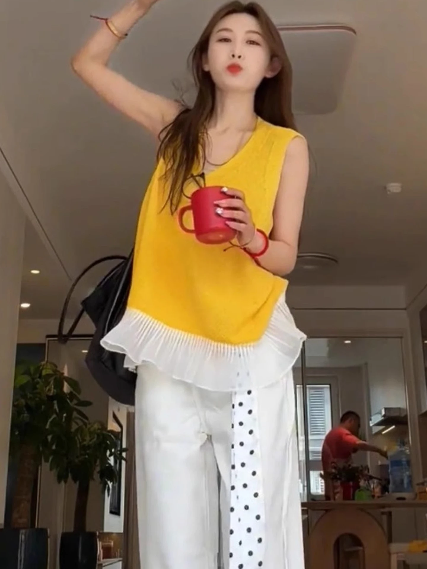 Ceco sin Mangas de Alta Gama, Top de Punto Moderno para Verano, Estilo Casual para Mujer, Suéter Cómodo, Diseño de Patchwo...