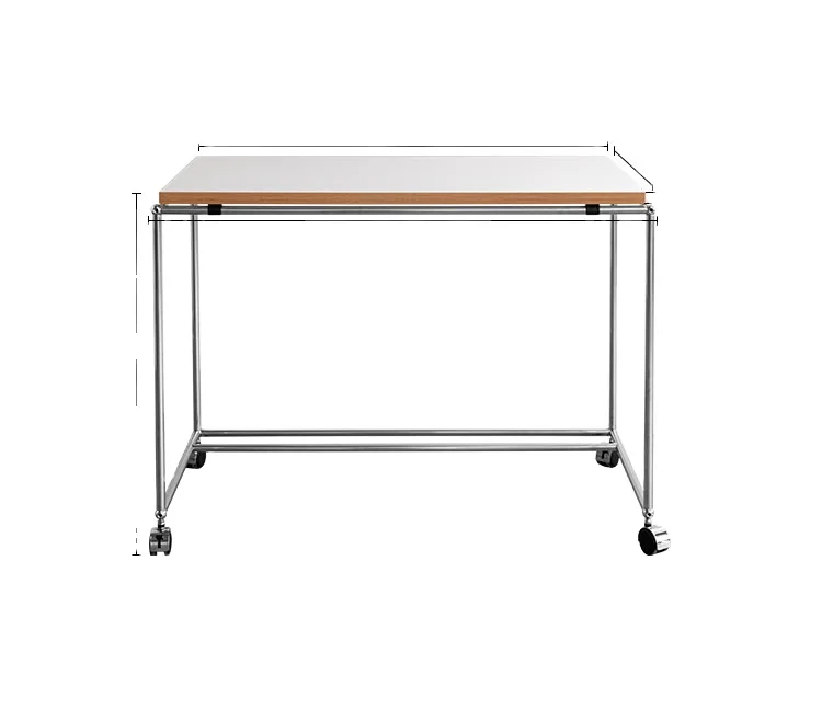 

Скандинавский мобильный стол на колесиках из нержавеющей стали, маленький компьютерный стол для гостиной