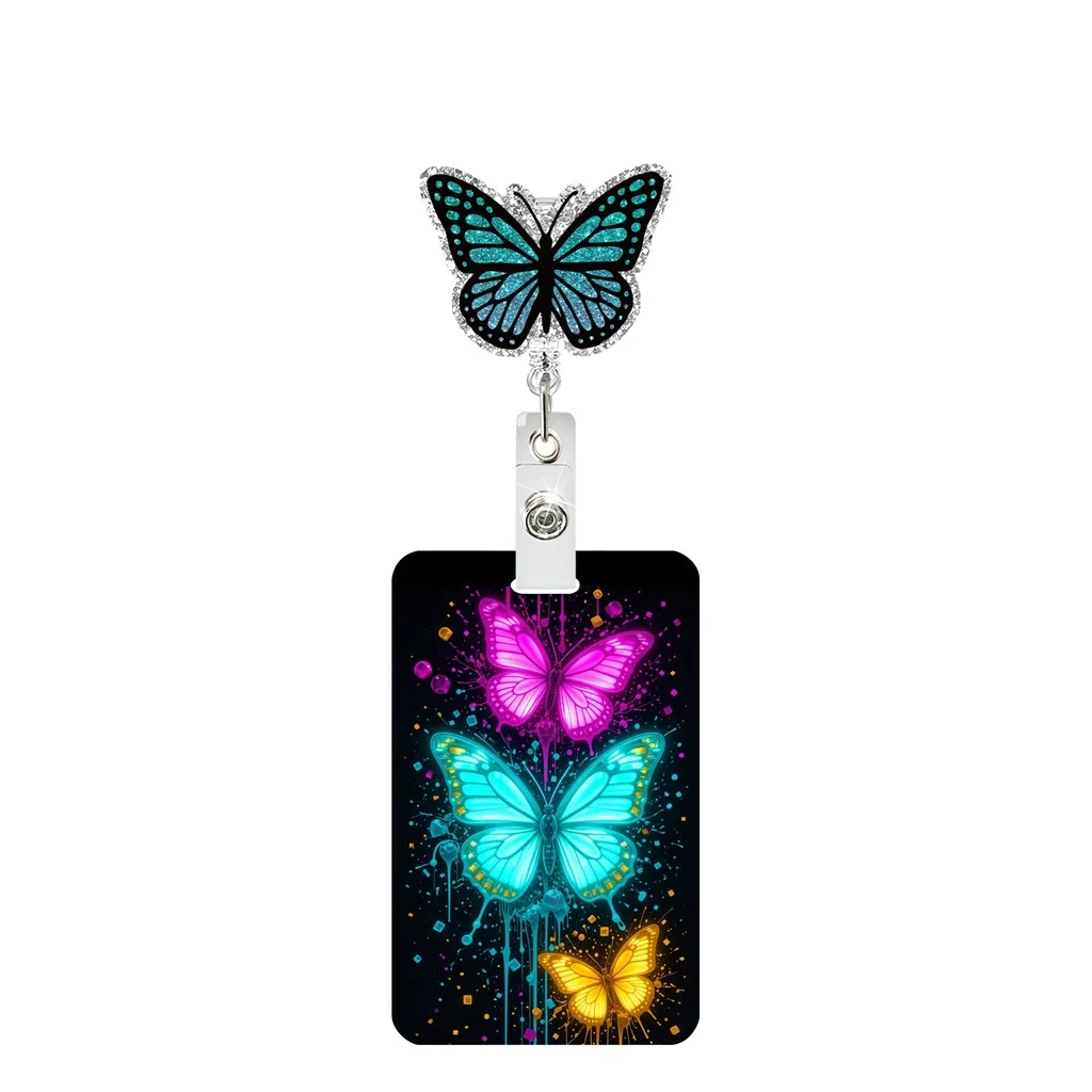 Butterfly Badge Reel Convenient Id Card Holder Crocodile Clip Id Holder  Retractable Id Card Holder For Office Work Bus