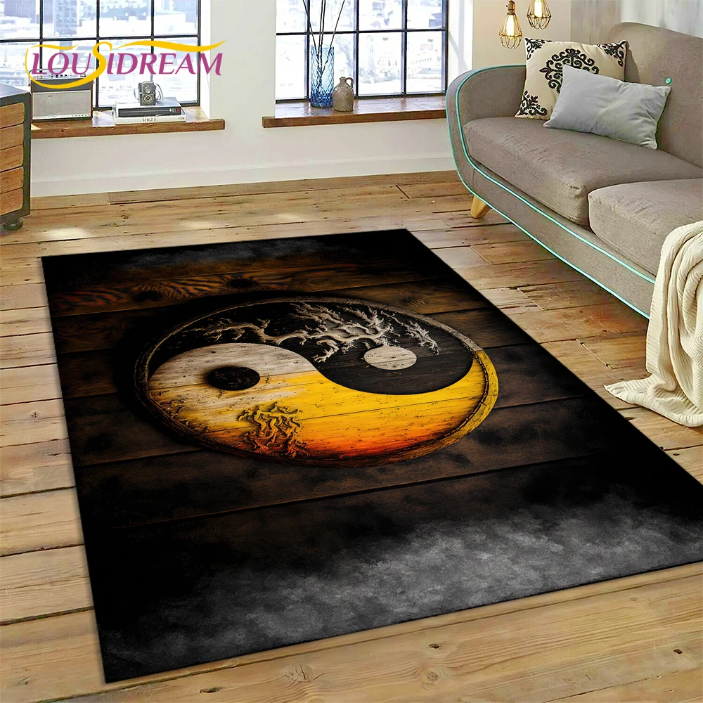 HD Nature Yin Yang Chinese Tai Chi Bagua Rug Carpet for Living Room Bedroom Decor,Non-slip Decoration for Sofa Doormat Gift