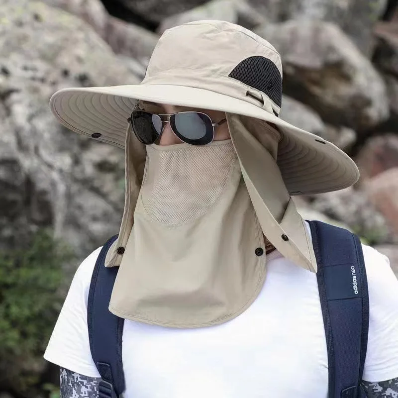 

Fishing Hat With Mask Summer Sun Protection Wide Brim Women Men Sun Cap Mountaineering Hunting Hiking