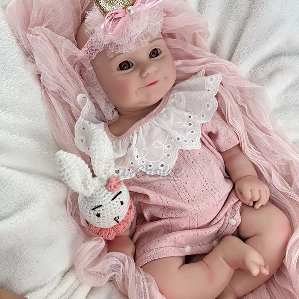 20 بوصة طفل حديث الولادة فتاة مادي حية السيليكون إعادة الولادة دمية الوزن الواقعي والميزات دمية للمجموعين هدية عيد الميلاد