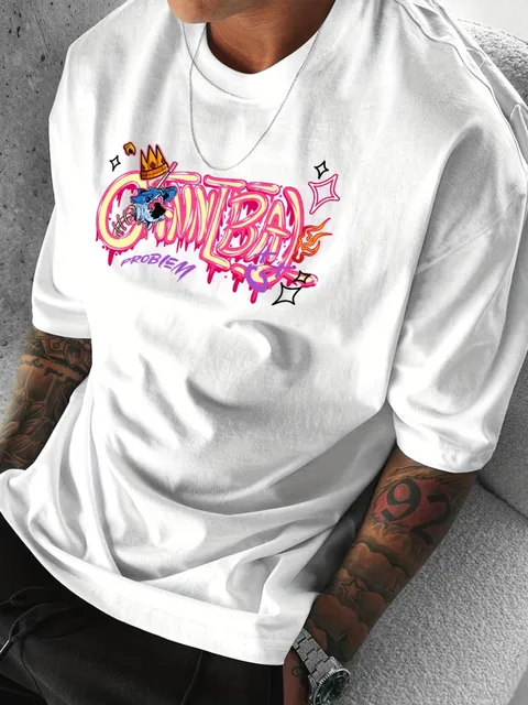 New American Summer Cartoon Devil Bear Print Soft, Comfortable, Breathable Round Neck T-shirt Outdoor Street Style Top 6