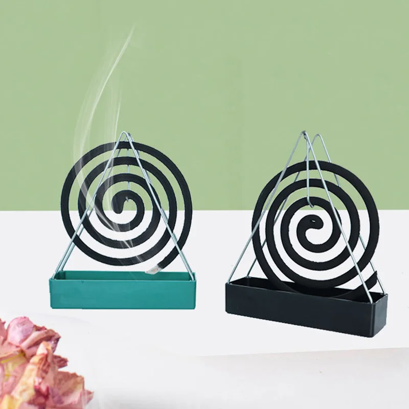 Mosquito Coil Houder Met Lade Creatieve Smeedijzeren Driehoekige Vorm Muggenmelk Wierook Rek Home Decor Tool 2024