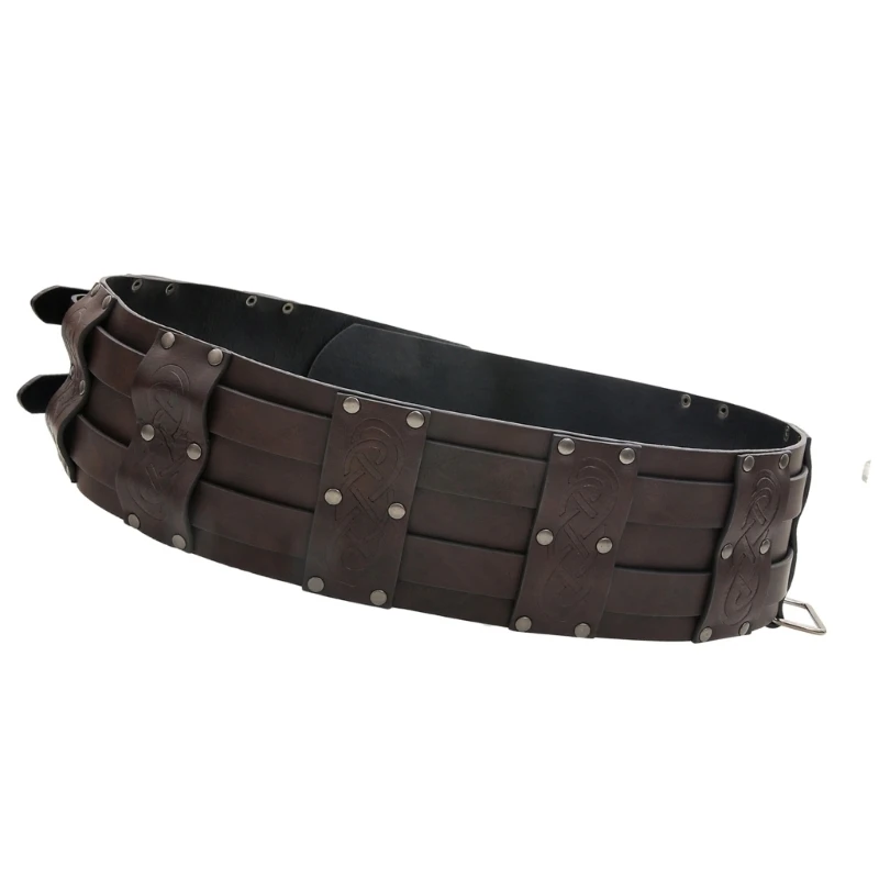 Men Wristband Brown Belt Embossed Belt for Cosplay Parties, Industrial Age Drop shipping