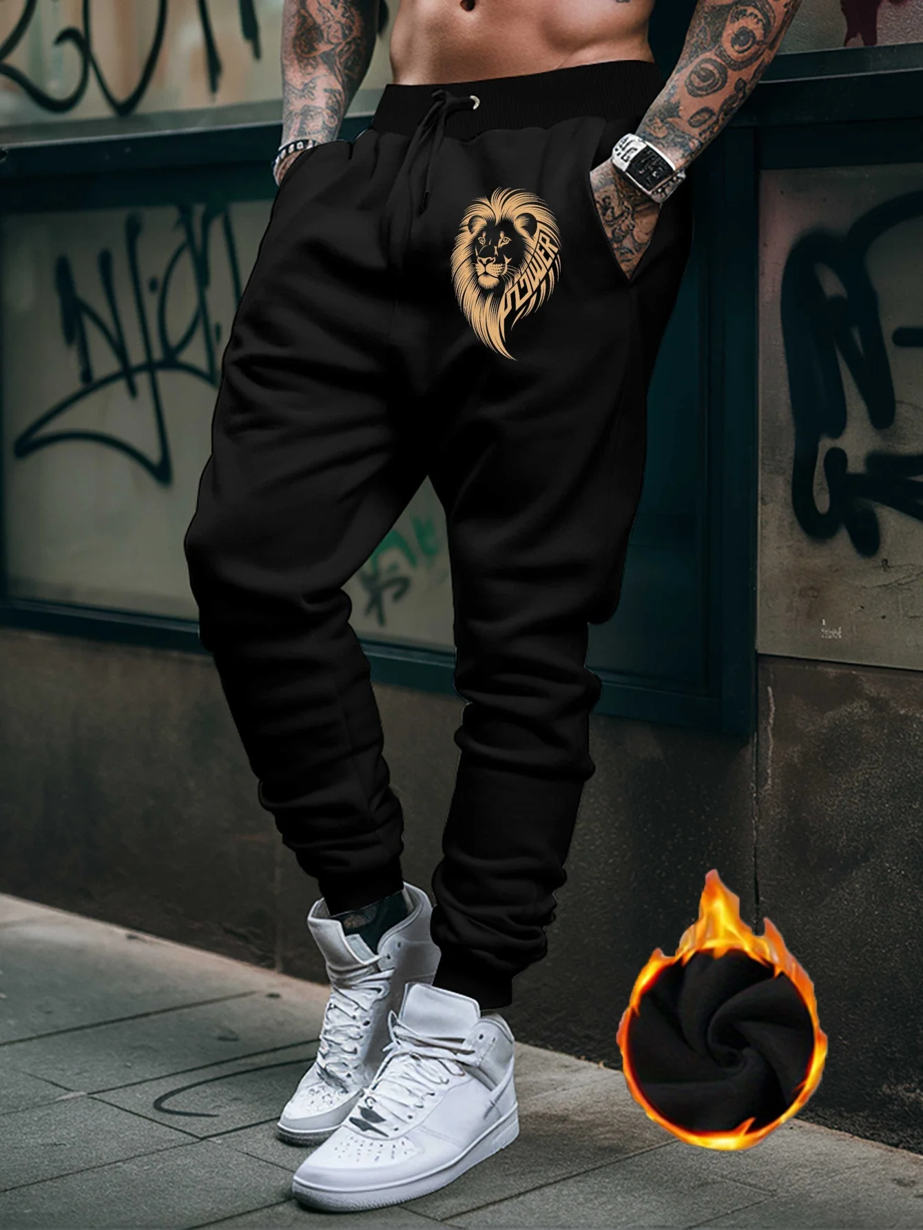 Stately‑trend Men Sports Sweatpants Bold Wild Animal Motif Print Pants, Mens Dress Pants Mens Work Trousers For City Daily Usage