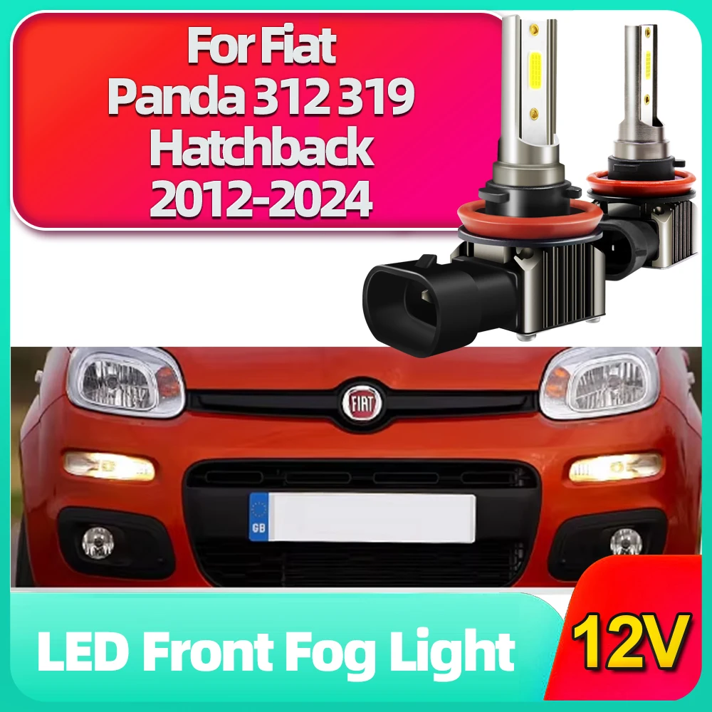 2x Fits For 2012-2024 Fiat Panda Gen3 312 319 Hatchback LED H11 H8 Driving Fog Light 15000LM Car Fog Bulbs 6000K White Foglamps