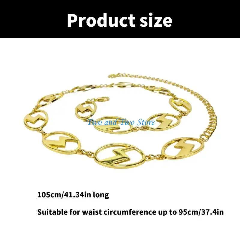 HX6F All Matching Lightnings Waist Chain for Women Waist Chain Belt Belly Chain Aesthetic Body Chain Evening Dress Waist Chain
