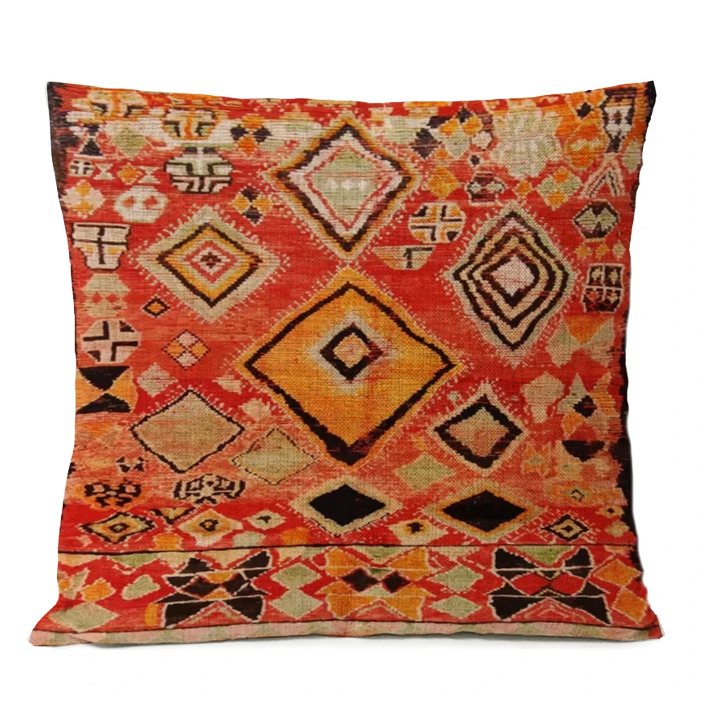 Ethnic Persian Carpet Pillows Geometric Red Blue Tribal Texture Bohemian Cushion Home Decoration Decorative Sofa Pillow Case