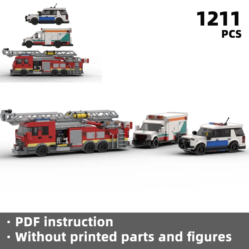 

Urban Rescue fleet building block simulation experience rescue emergency vehicle set