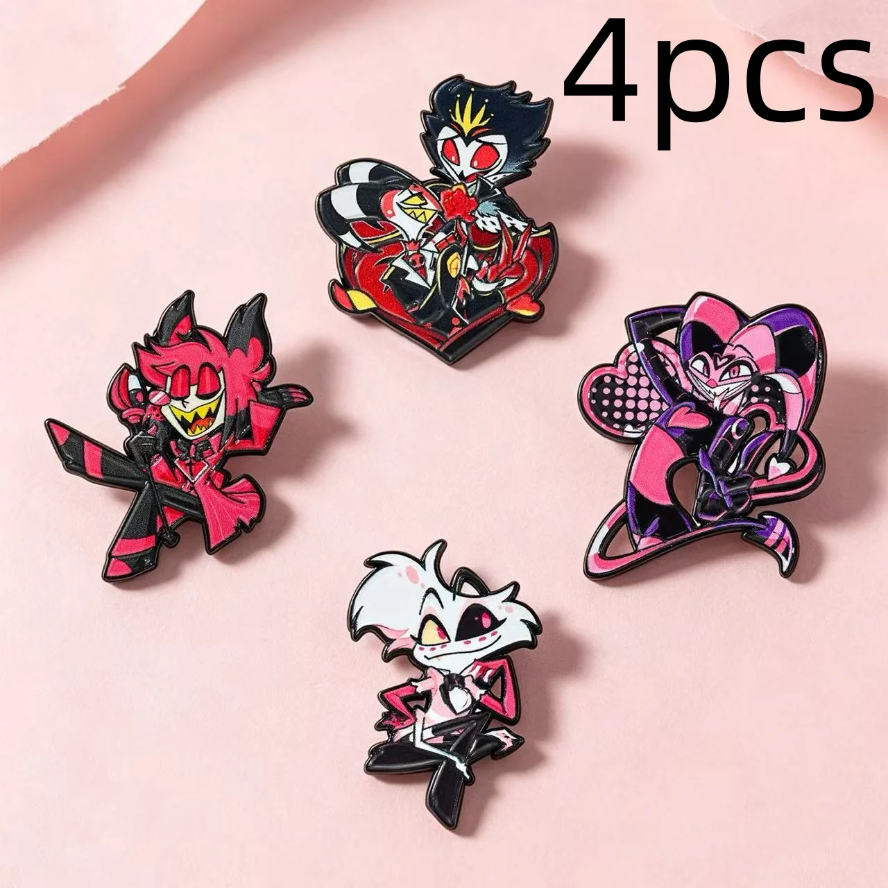 4pcs Anime Cute Character Brooch Individuality Enamel Pin Backpack Clothing Jewelry Metal Badge Accessories Gift
