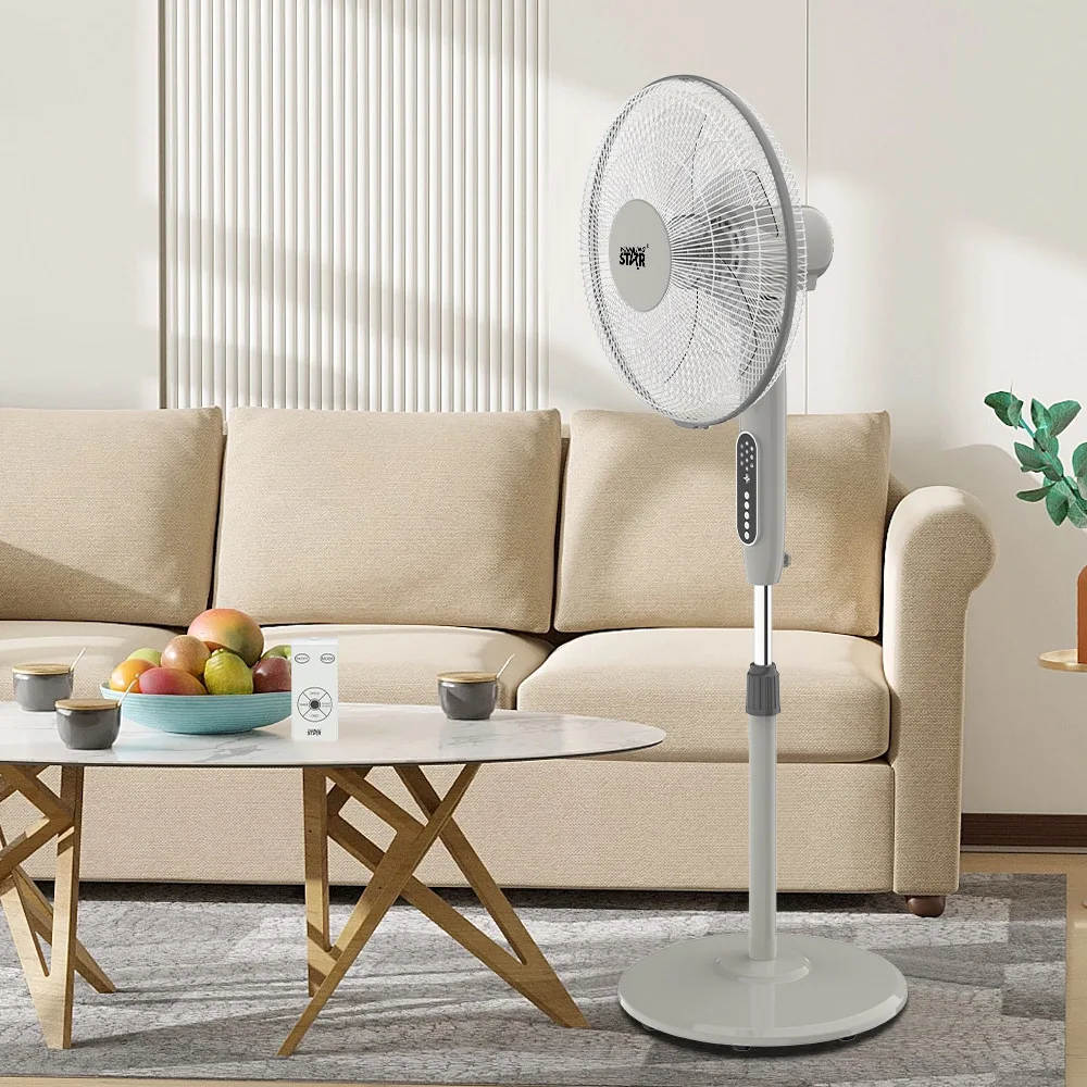 China Factory 16 Zoll 50 W Home Standventilator mit 5 Flügeln und rundem Sockel, Kühlluft-Standventilator