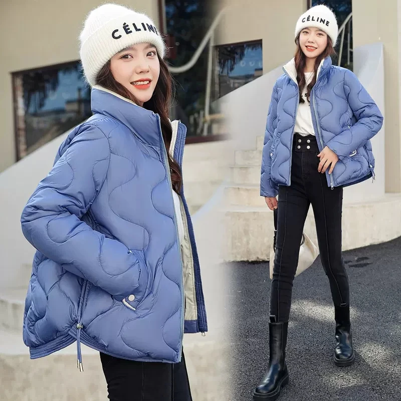 2023 New Winter Down Padded Jacket Women Short Overcoat Korean Shiny Loose Thick Warm Parka Female Fashion Winter Coat Outerwear