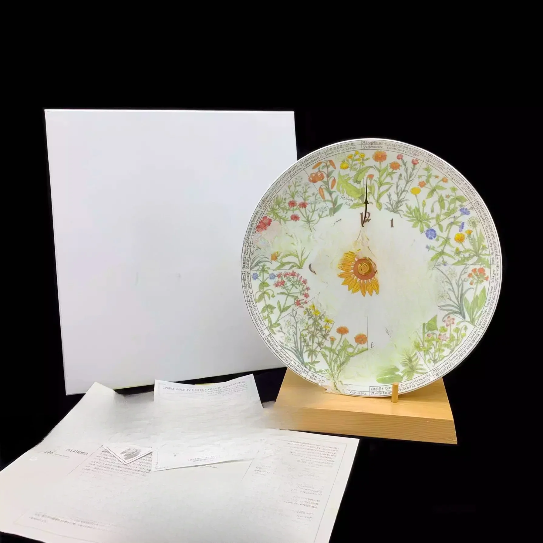 Nordic style Norwegian flower language series bone china dinner plate wall clock pendulum