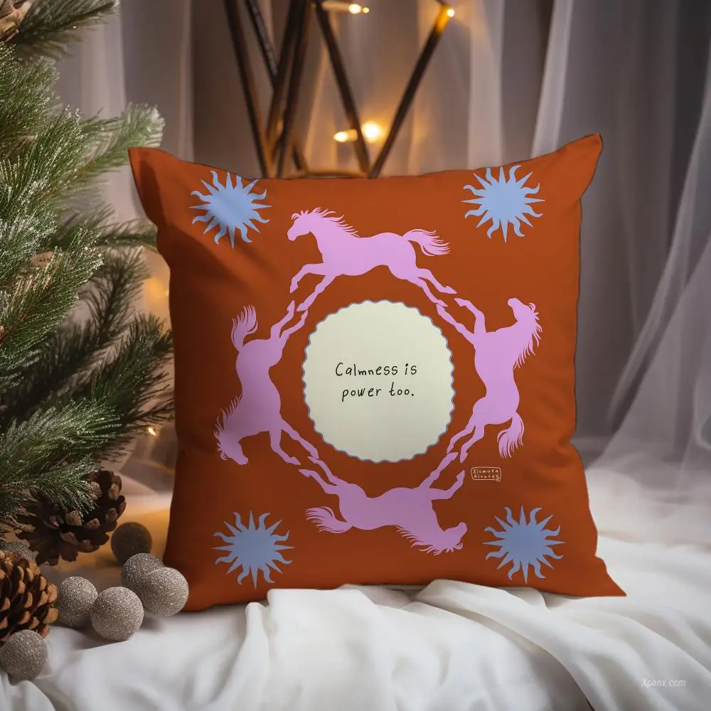 Stylish Horse Cushion Cover Premium Comfort Reversible Pillow Cove -Two in One Design for Any Room & Car Interior