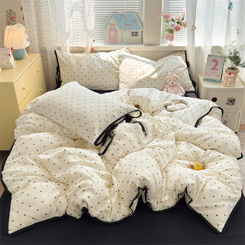 

Комплект постельного белья Lime Dr Adorable из хлопка с бантом, для односпальной кровати, для студенческого общежития, пододеяльник, простыня