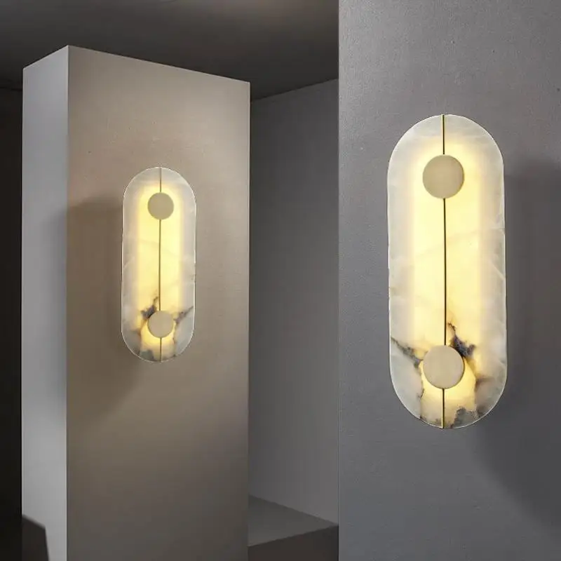 Golden simple marble hotel wall bracket light, soft light decorative wall lamp
