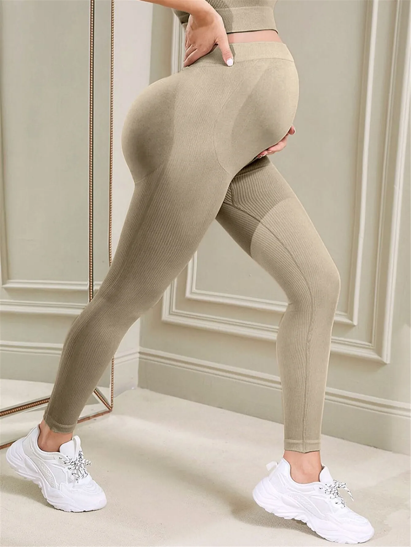 Женские леггинсы для беременных над животом, брюки для йоги для беременных, спортивная одежда, леггинсы для тренировок