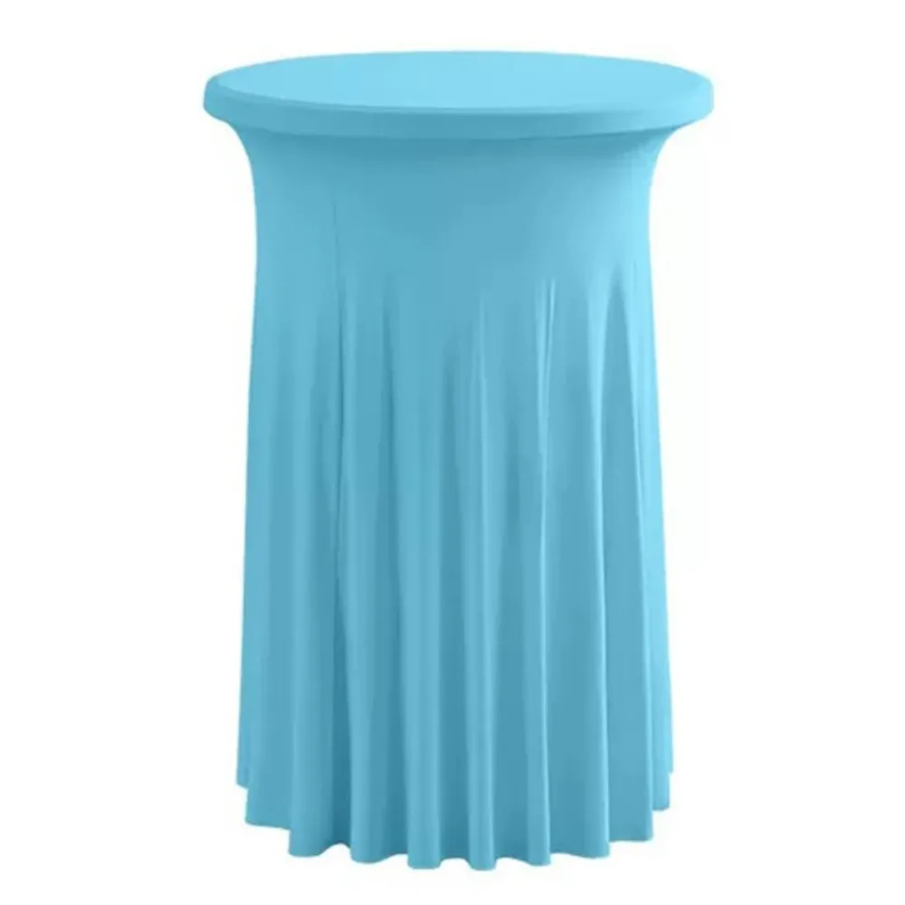 Solid Color Height Stretch Round Tablecloth Elastic Long Drape Bar Table Cover Decorative Dustproof Conference Table Skirt Hotel